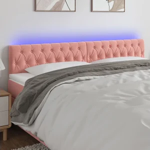 Hoofdbord | Hoofdeinde LED 200x7x78/88 cm fluweel roze Hoofdbord | Hoofdeinde LED 200x7x78/88 cm fluweel roze