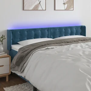 Hoofdbord | Hoofdeinde LED 183x16x78/88 cm fluweel donkerblauw Hoofdbord | Hoofdeinde LED 183x16x78/88 cm fluweel donkerblauw