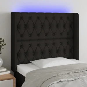 Hoofdbord | Hoofdeinde LED 103x16x118/128 cm stof zwart Hoofdbord | Hoofdeinde LED 103x16x118/128 cm stof zwart