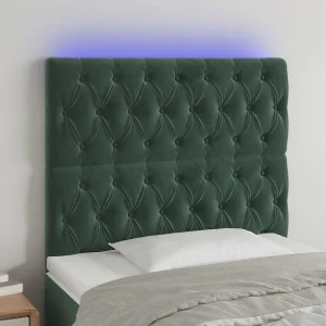 Hoofdbord | Hoofdeinde LED 100x7x118/128 cm fluweel donkergroen Hoofdbord | Hoofdeinde LED 100x7x118/128 cm fluweel donkergroen