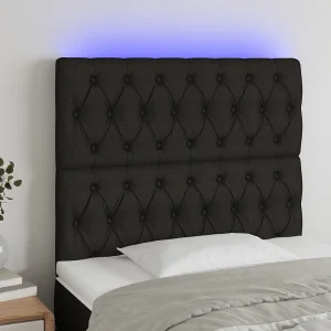 Hoofdbord | Hoofdeinde LED 100x7x118/128 cm stof zwart Hoofdbord | Hoofdeinde LED 100x7x118/128 cm stof zwart