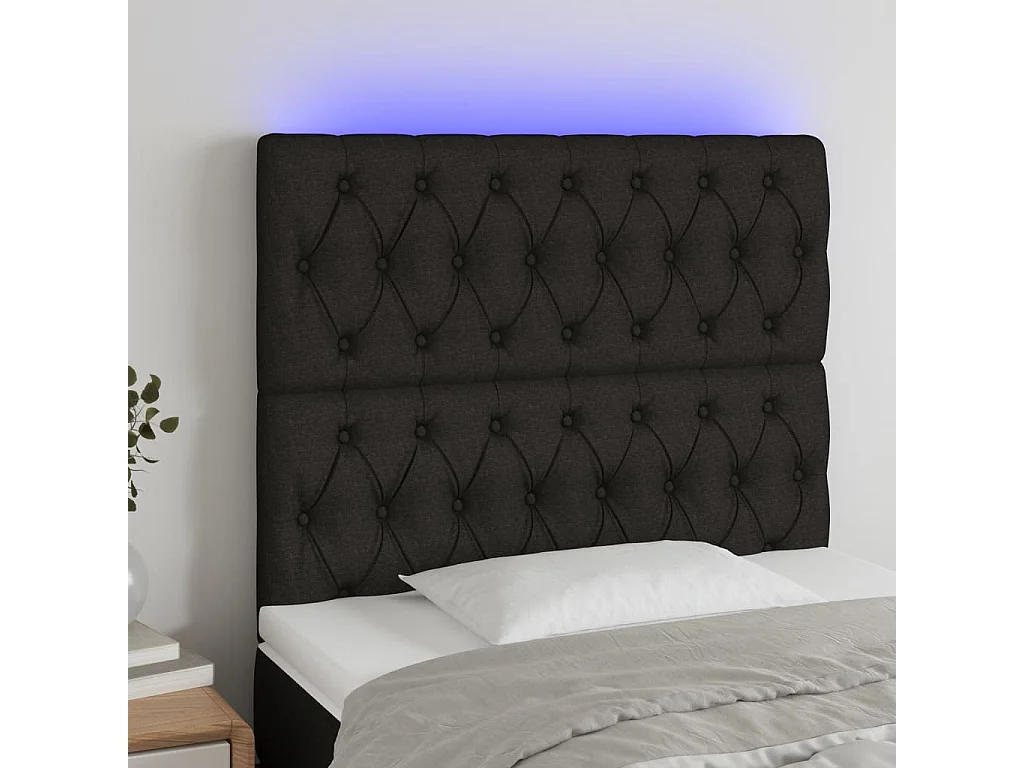 Hoofdbord | Hoofdeinde LED 100x7x118/128 cm stof zwart