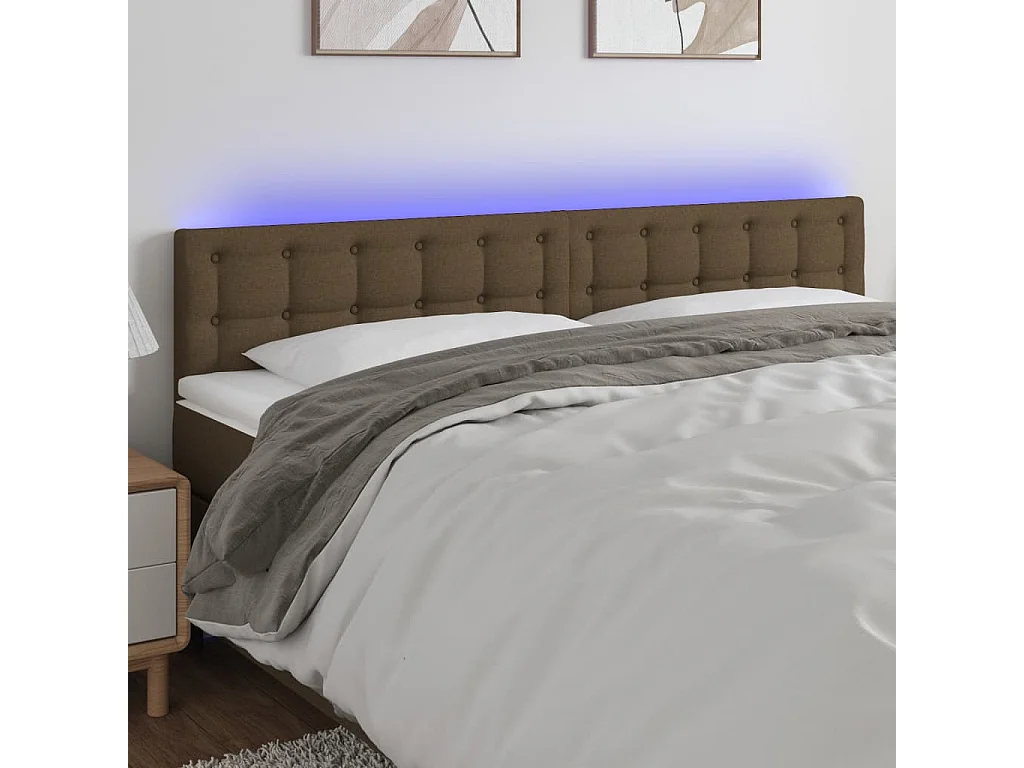 Hoofdbord | Hoofdeinde LED 200x5x78/88 cm stof donkerbruin