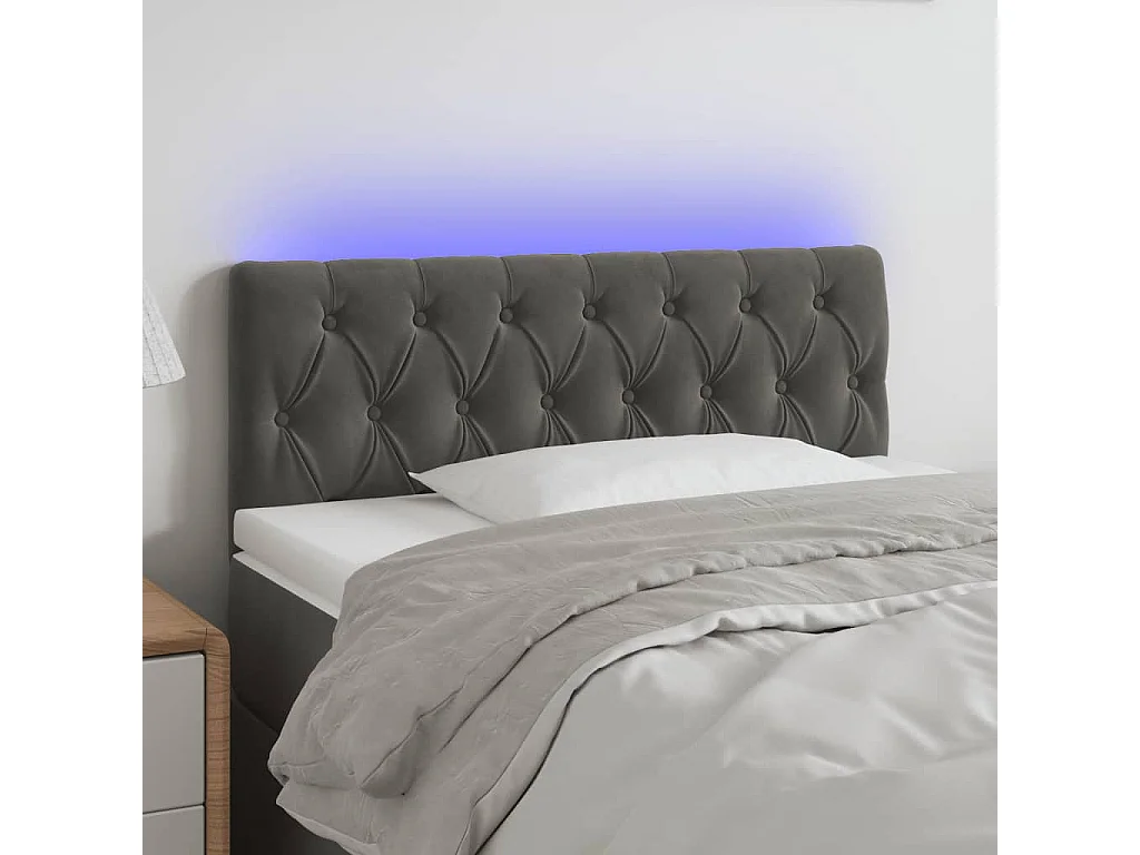 Hoofdbord | Hoofdeinde LED 90x7x78/88 cm fluweel donkergrijs
