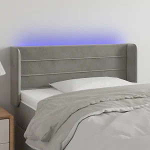 Hoofdbord | Hoofdeinde LED 83x16x78/88 cm fluweel lichtgrijs
