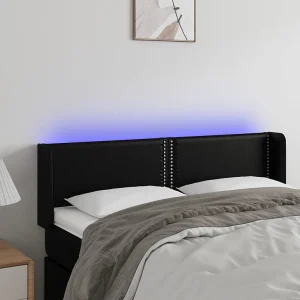 Hoofdbord | Hoofdeinde LED 147x16x78/88 cm kunstleer zwart
