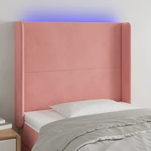 Hoofdbord | Hoofdeinde LED 93x16x118/128 cm fluweel roze Hoofdbord | Hoofdeinde LED 93x16x118/128 cm fluweel roze
