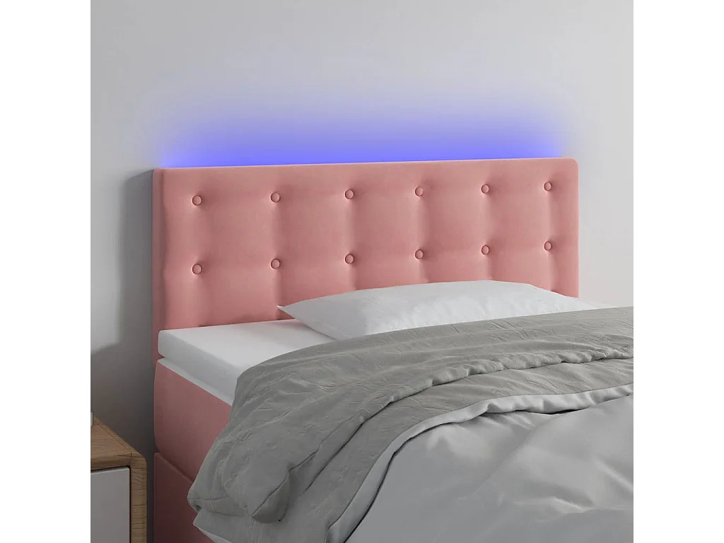 Hoofdbord | Hoofdeinde LED 100x5x78/88 cm fluweel roze