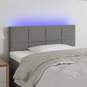 Hoofdbord | Hoofdeinde LED 90x5x78/88 cm stof donkergrijs