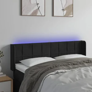 Hoofdbord | Hoofdeinde LED 147x16x78/88 cm fluweel zwart