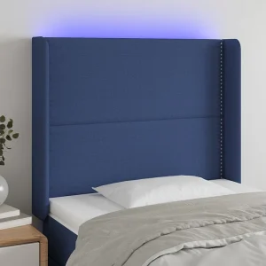 Hoofdbord | Hoofdeinde LED 93x16x118/128 cm stof blauw Hoofdbord | Hoofdeinde LED 93x16x118/128 cm stof blauw