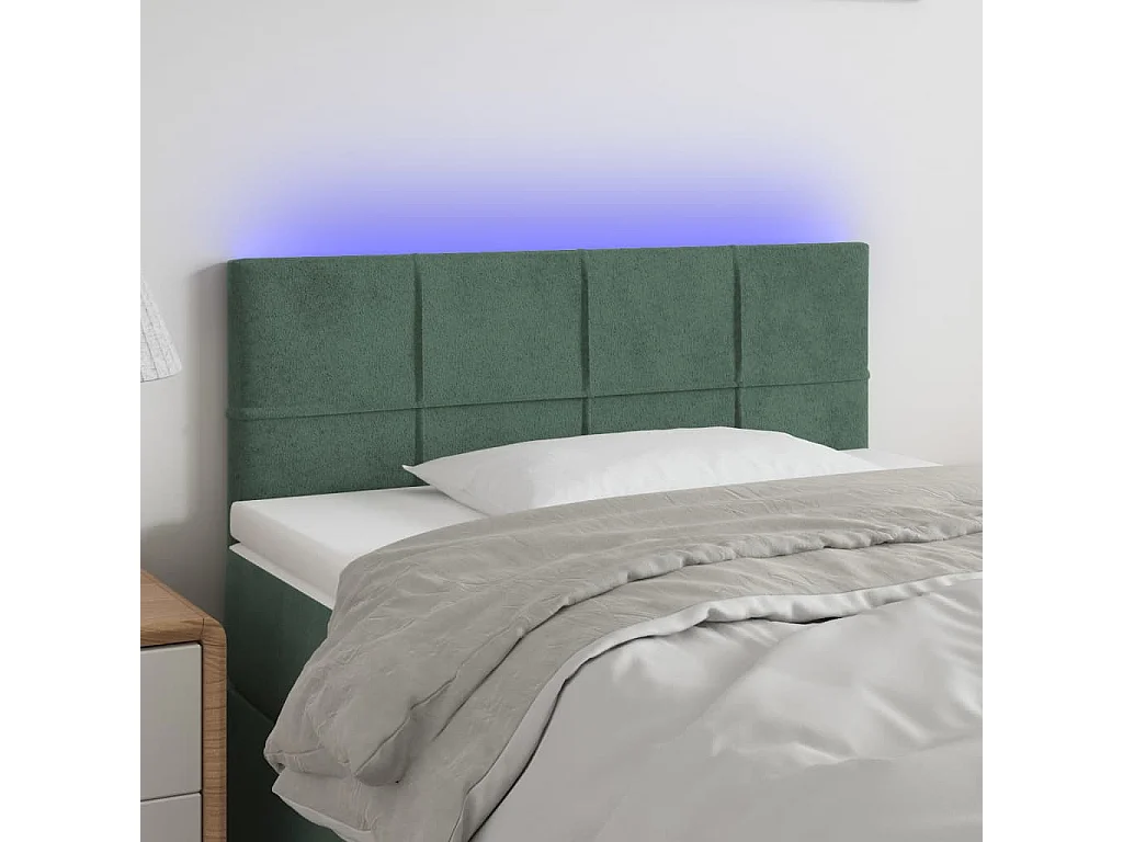 Hoofdbord | Hoofdeinde LED 90x5x78/88 cm fluweel donkergroen