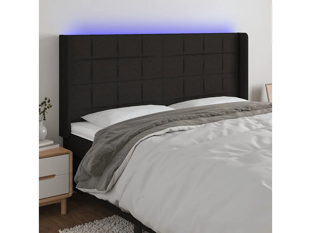 Hoofdbord | Hoofdeinde LED 163x16x118/128 cm stof zwart