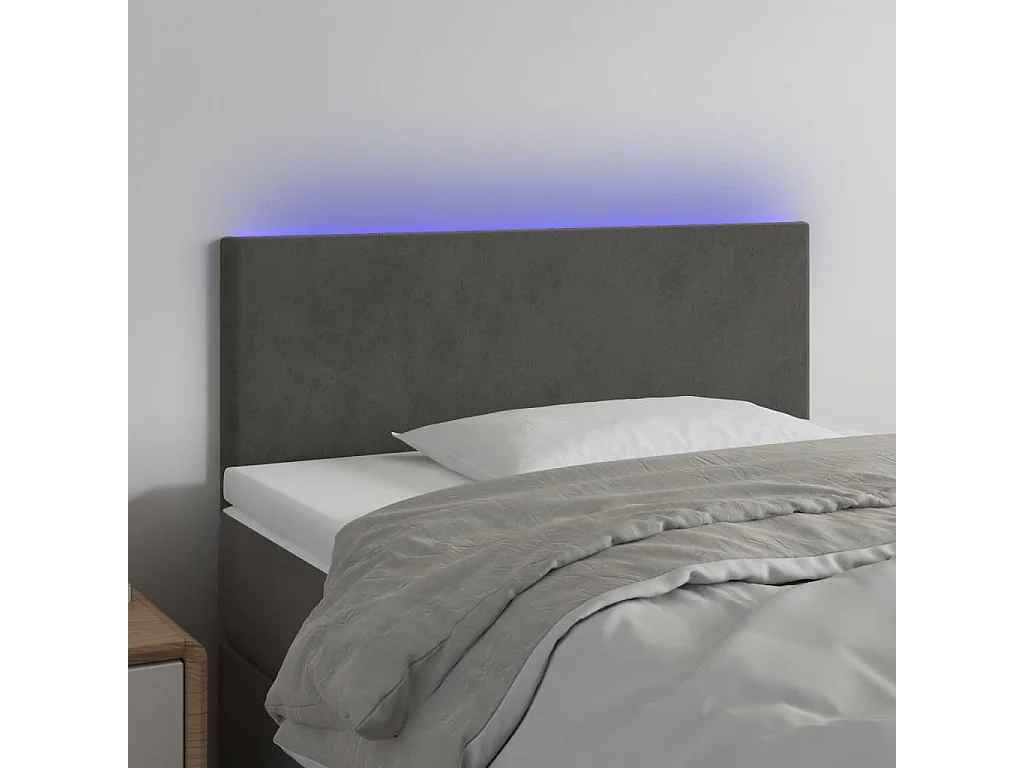 Hoofdbord | Hoofdeinde LED 100x5x78/88 cm fluweel donkergrijs