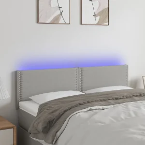 Hoofdbord | Hoofdeinde LED 144x5x78/88 cm stof lichtgrijs