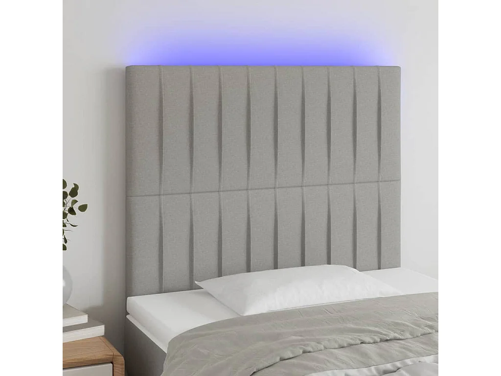 Hoofdbord | Hoofdeinde LED 90x5x118/128 cm stof lichtgrijs