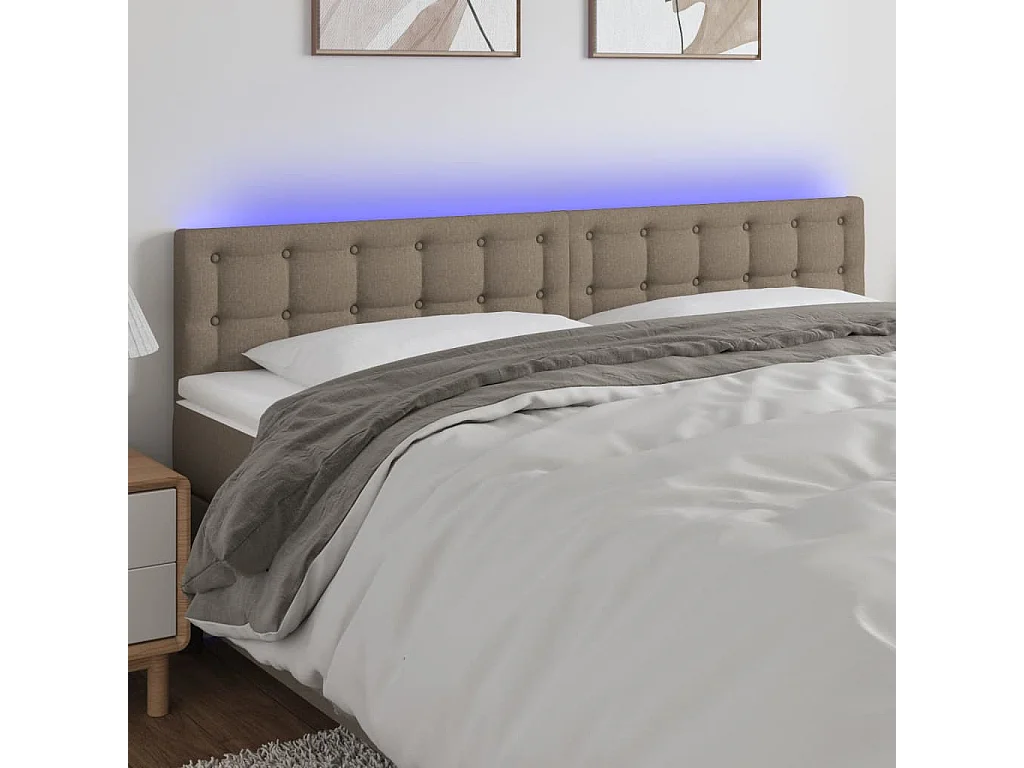 Hoofdbord | Hoofdeinde LED 200x5x78/88 cm stof taupe