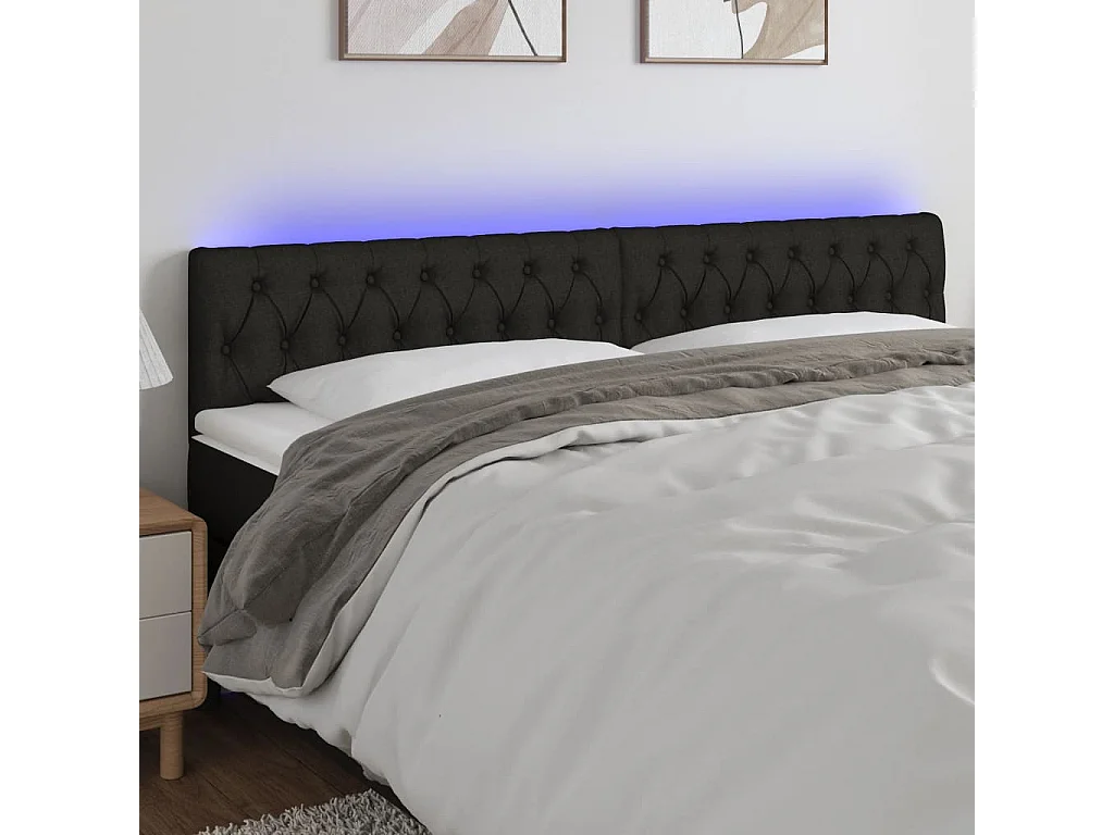 Hoofdbord | Hoofdeinde LED 200x7x78/88 cm stof zwart