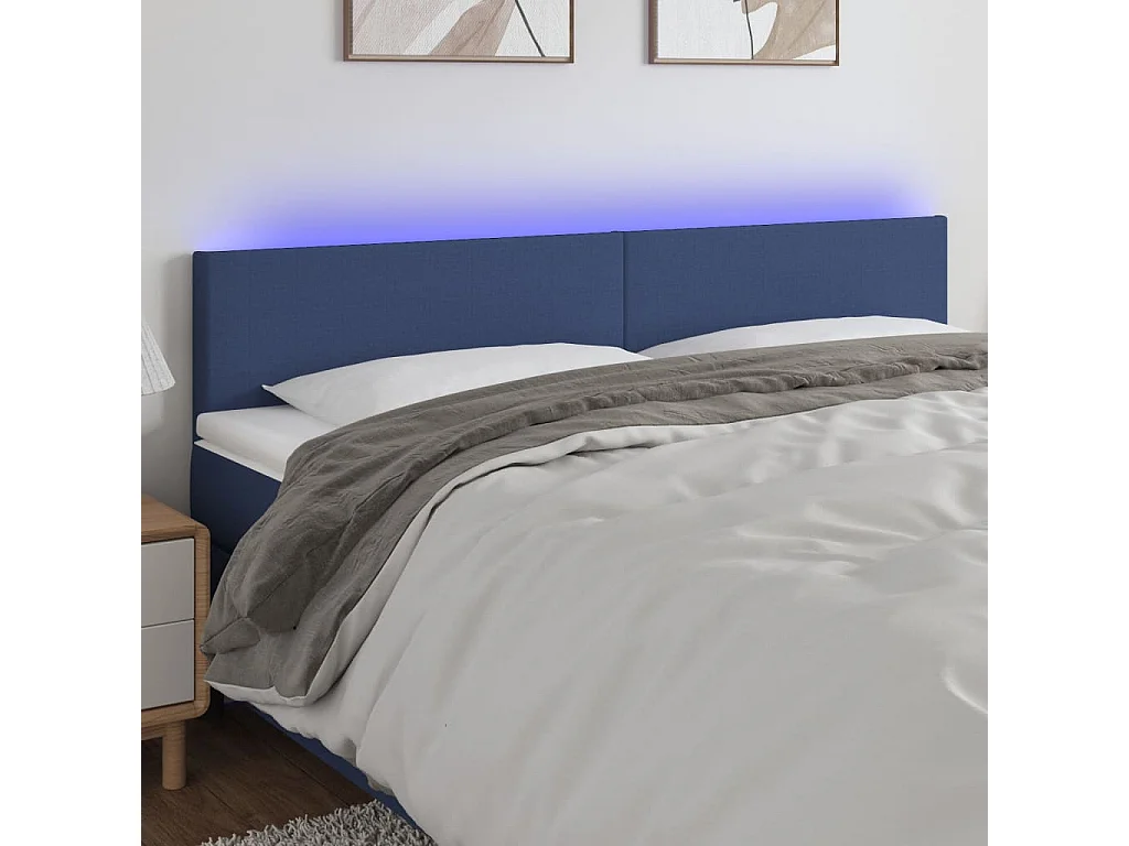 Hoofdbord | Hoofdeinde LED 180x5x78/88 cm stof blauw