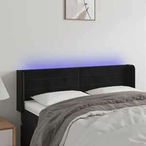 Hoofdbord | Hoofdeinde LED 147x16x78/88 cm fluweel zwart