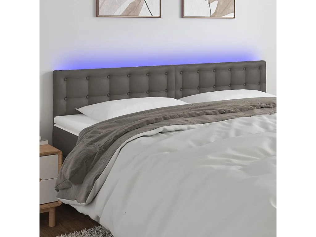 Hoofdbord | Hoofdeinde LED 160x5x78/88 cm kunstleer grijs