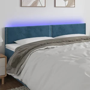 Hoofdbord | Hoofdeinde LED 200x5x78/88 cm fluweel donkerblauw Hoofdbord | Hoofdeinde LED 200x5x78/88 cm fluweel donkerblauw