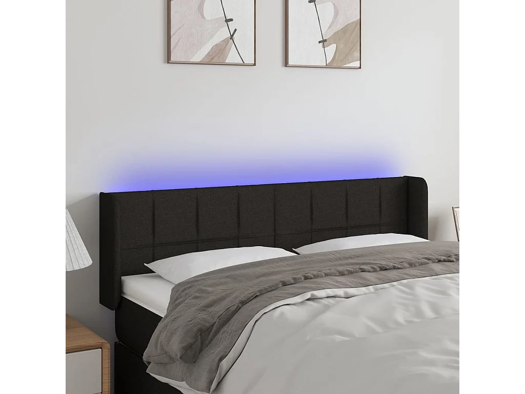 Hoofdbord | Hoofdeinde LED 147x16x78/88 cm stof zwart