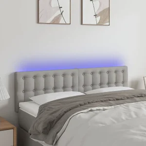 Hoofdbord | Hoofdeinde LED 144x5x78/88 cm stof lichtgrijs