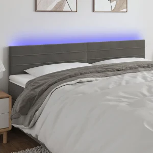 Hoofdbord | Hoofdeinde LED 200x5x78/88 cm fluweel donkergrijs Hoofdbord | Hoofdeinde LED 200x5x78/88 cm fluweel donkergrijs