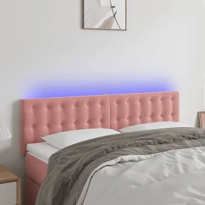Hoofdbord | Hoofdeinde LED 144x5x78/88 cm fluweel roze Hoofdbord | Hoofdeinde LED 144x5x78/88 cm fluweel roze