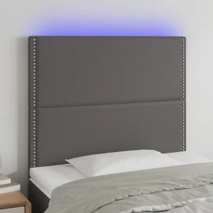 Hoofdbord | Hoofdeinde LED 100x5x118/128 cm kunstleer grijs Hoofdbord | Hoofdeinde LED 100x5x118/128 cm kunstleer grijs