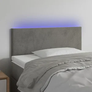 Hoofdbord | Hoofdeinde LED 90x5x78/88 cm fluweel lichtgrijs Hoofdbord | Hoofdeinde LED 90x5x78/88 cm fluweel lichtgrijs