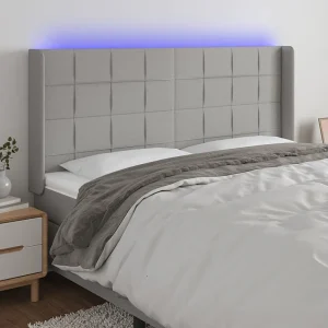 Hoofdbord | Hoofdeinde LED 183x16x118/128 cm stof lichtgrijs Hoofdbord | Hoofdeinde LED 183x16x118/128 cm stof lichtgrijs