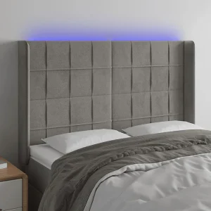 Hoofdbord | Hoofdeinde LED 147x16x118/128 cm fluweel lichtgrijs