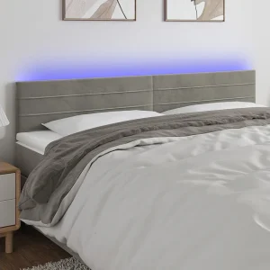 Hoofdbord | Hoofdeinde LED 160x5x78/88 cm fluweel lichtgrijs Hoofdbord | Hoofdeinde LED 160x5x78/88 cm fluweel lichtgrijs