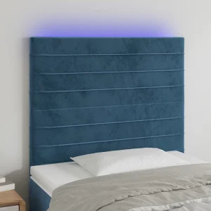 Hoofdbord | Hoofdeinde LED 90x5x118/128 cm fluweel donkerblauw Hoofdbord | Hoofdeinde LED 90x5x118/128 cm fluweel donkerblauw