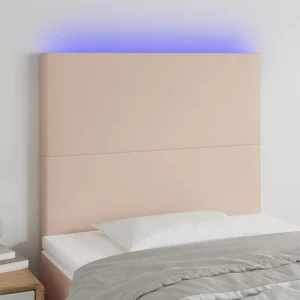 Hoofdbord | Hoofdeinde LED 100x5x118/128 cm kunstleer cappuccinokleurig Hoofdbord | Hoofdeinde LED 100x5x118/128 cm kunstleer cappuccinokleurig