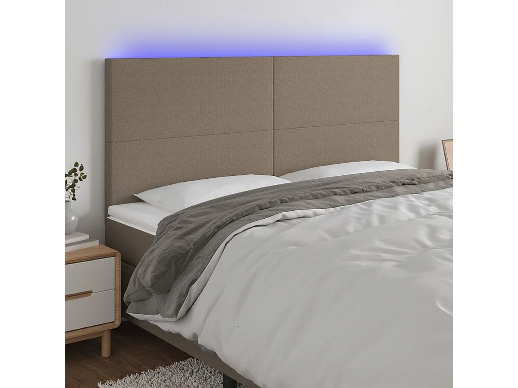 Hoofdbord | Hoofdeinde LED 180x5x118/128 cm stof taupe