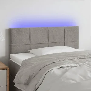 Hoofdbord | Hoofdeinde LED 90x5x78/88 cm fluweel lichtgrijs Hoofdbord | Hoofdeinde LED 90x5x78/88 cm fluweel lichtgrijs