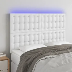 Hoofdbord | Hoofdeinde LED 144x5x118/128 cm kunstleer wit Hoofdbord | Hoofdeinde LED 144x5x118/128 cm kunstleer wit