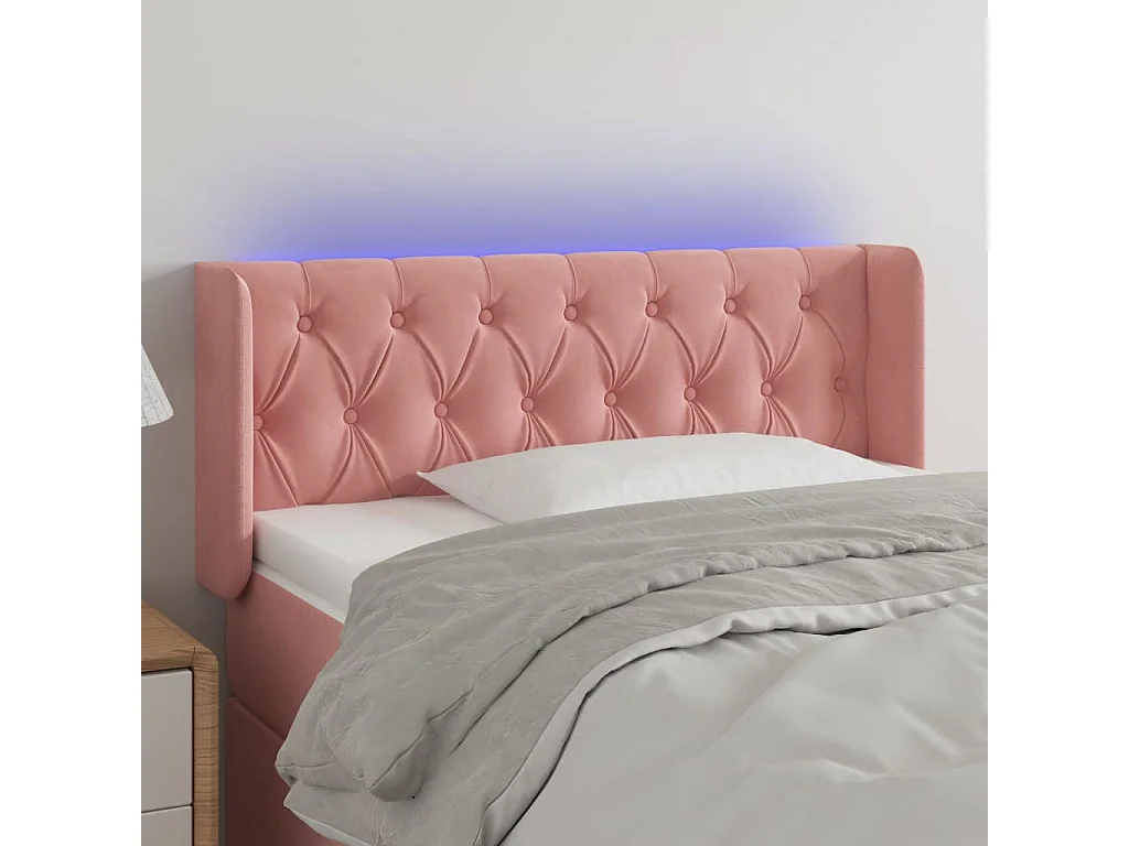 Hoofdbord | Hoofdeinde LED 103x16x78/88 cm fluweel roze