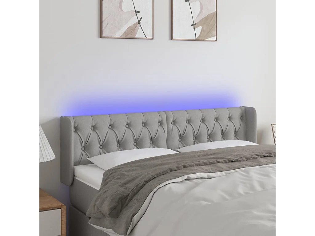 Hoofdbord | Hoofdeinde LED 147x16x78/88 cm stof lichtgrijs