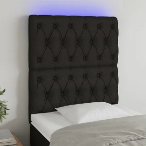 Hoofdbord | Hoofdeinde LED 80x7x118/128 cm stof zwart Hoofdbord | Hoofdeinde LED 80x7x118/128 cm stof zwart