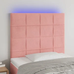 Hoofdbord | Hoofdeinde LED 80x5x118/128 cm fluweel roze Hoofdbord | Hoofdeinde LED 80x5x118/128 cm fluweel roze