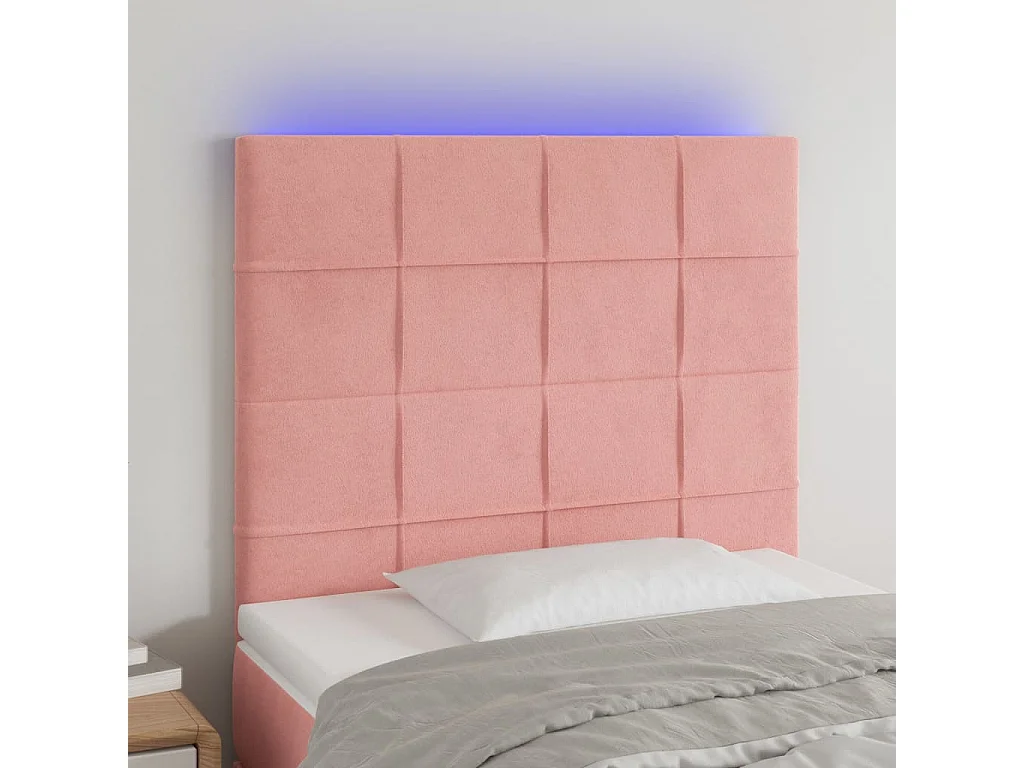 Hoofdbord | Hoofdeinde LED 80x5x118/128 cm fluweel roze