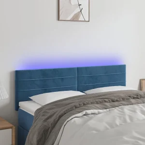 Hoofdbord | Hoofdeinde LED 144x5x78/88 cm fluweel donkerblauw Hoofdbord | Hoofdeinde LED 144x5x78/88 cm fluweel donkerblauw