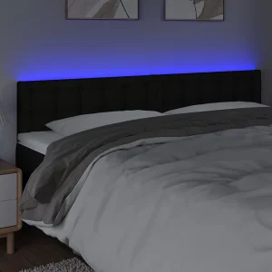 Hoofdbord | Hoofdeinde LED 200x5x78/88 cm stof zwart Hoofdbord | Hoofdeinde LED 200x5x78/88 cm stof zwart