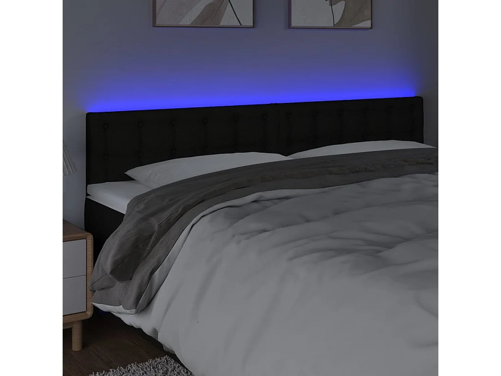 Hoofdbord | Hoofdeinde LED 200x5x78/88 cm stof zwart