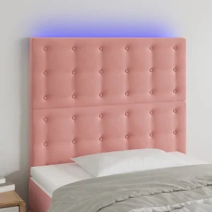 Hoofdbord | Hoofdeinde LED 80x5x118/128 cm fluweel roze Hoofdbord | Hoofdeinde LED 80x5x118/128 cm fluweel roze