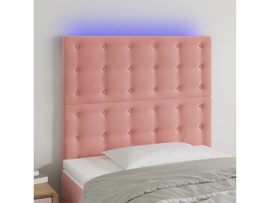 Hoofdbord | Hoofdeinde LED 80x5x118/128 cm fluweel roze